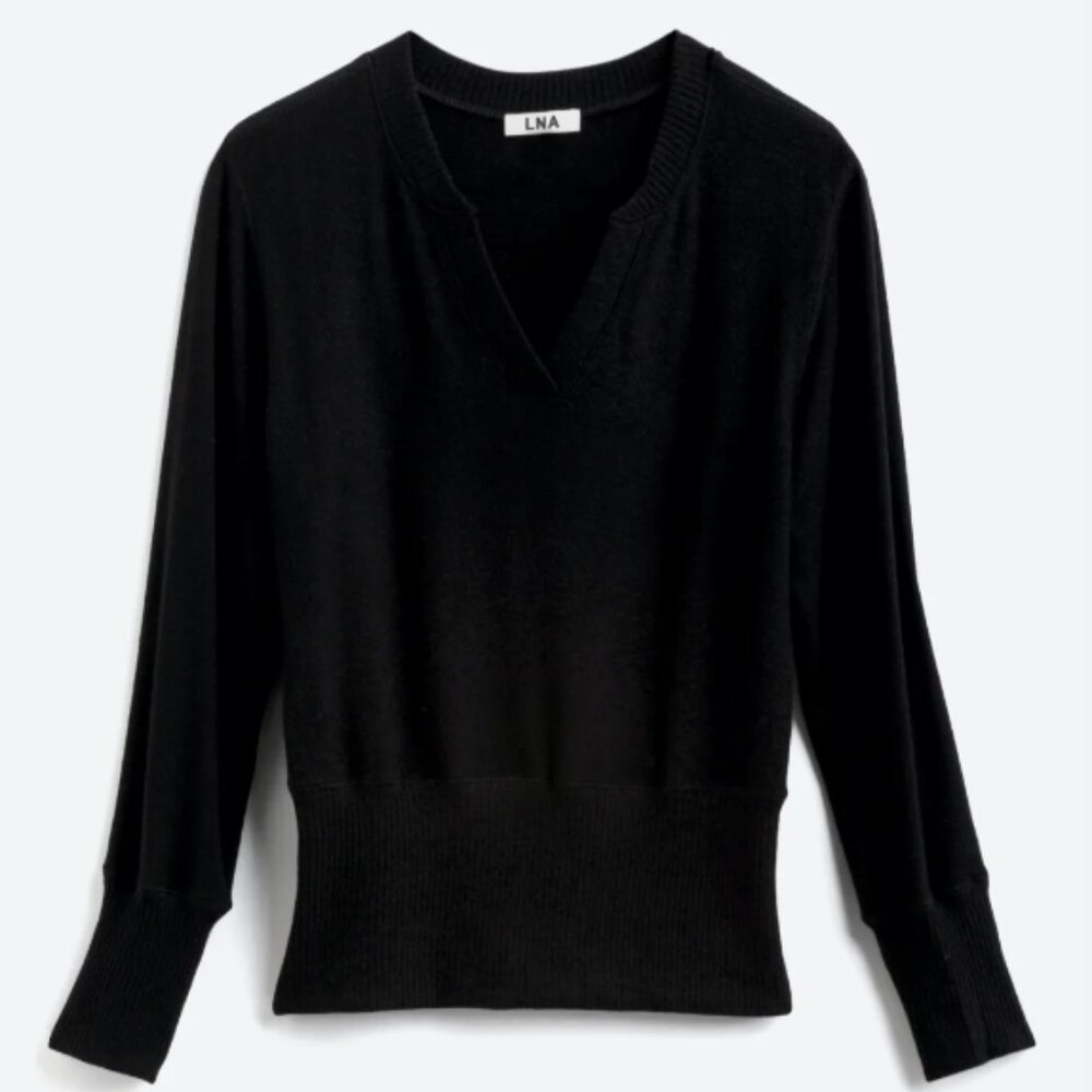 Like New! LNA Ross Super Soft Split Neck Knit Top USA Made! Size Large